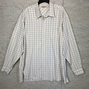 TOMMY BAHAMA 100% Silk Window Pane Button Up Long Sleeve Shirt 2XL
